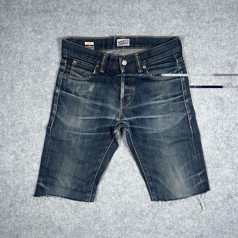 Naked Famous‎ Denim Jeans Mens 29x11 Indigo Selvedge Momotaro Skinny Guy Cut Off